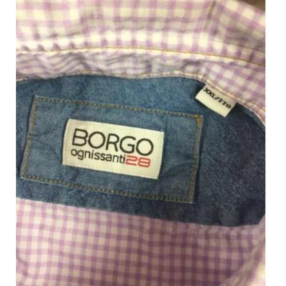 Borgo Ognissanti Mens Chambray Shirt Check Collar - Picture 5 of 5